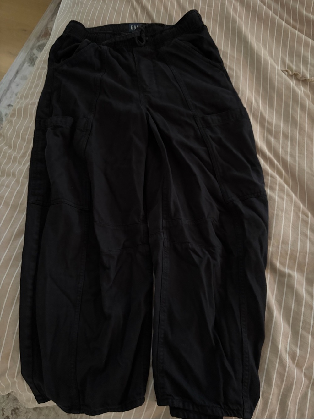 GAP Black Cargo Pants with Drawcord Waist